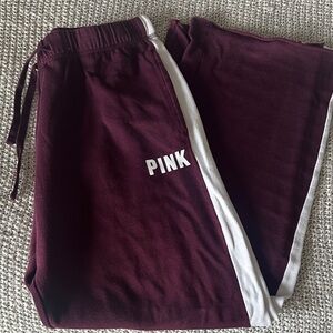 PINK Victoria's Secret Kids Maroon Joggers with White Stripe